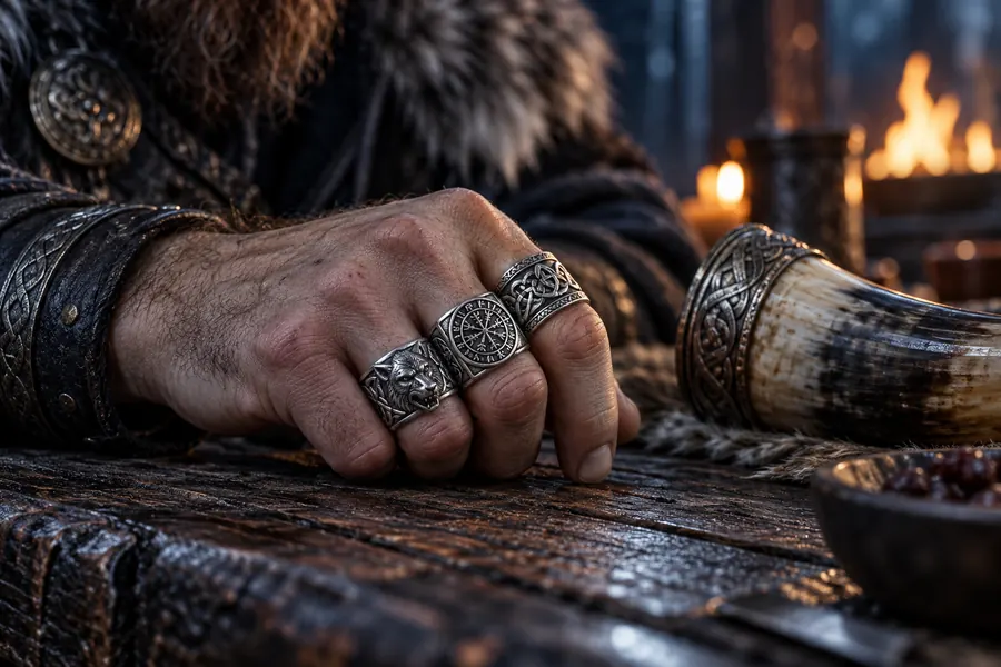 Bagues vikings en acier ornées de runes