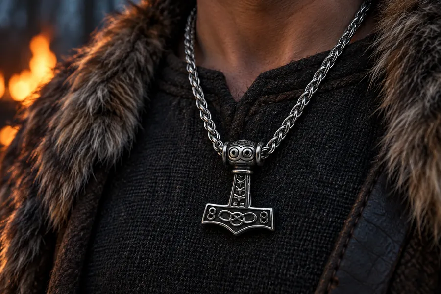 Marteau de Thor pendentif argent porté