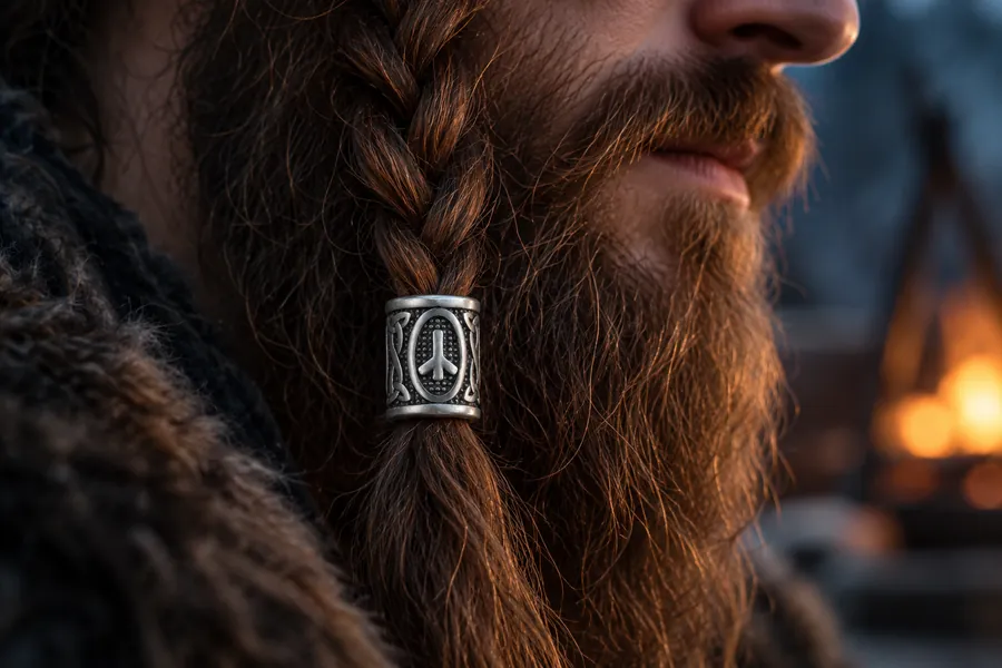 Perle En Acier Rune Algiz porté