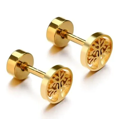 Boucles d'oreilles arbre de vie en or