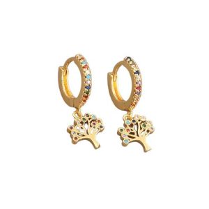Boucles d&rsquo;oreilles arbre de vie en or doré pour femme