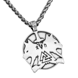 Collier Viking Loup Fenrir Et Valknut