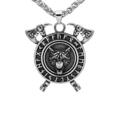 Collier Viking Loup Fenrir et Runes