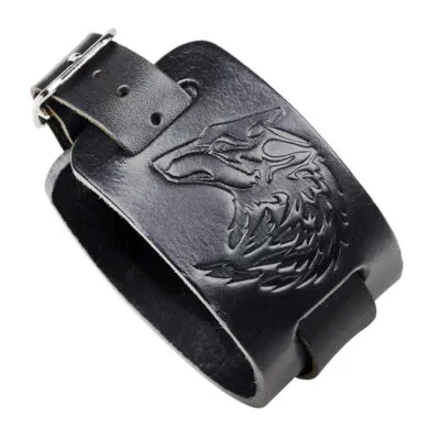 Bracelet Viking en Cuir Loup Fenrir