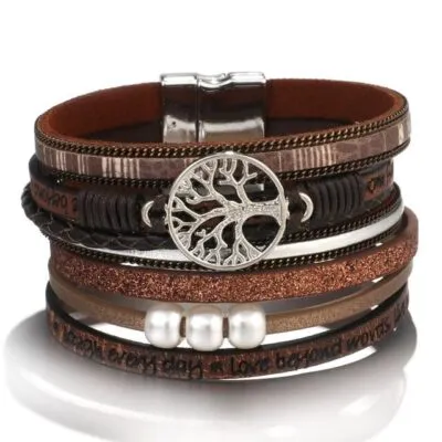 Bracelet Arbre de Vie Cordon Brun