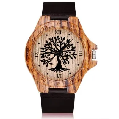 Montre arbre de vie en bois pour homme
