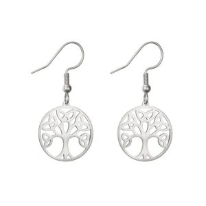 Boucles d&rsquo;oreilles arbre de vie en acier inoxydable doré