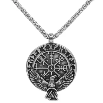 Collier Viking Vegvisir et Corbeau