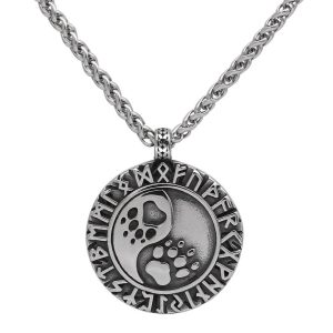 Collier Viking Pattes D&rsquo;ours Et Runes