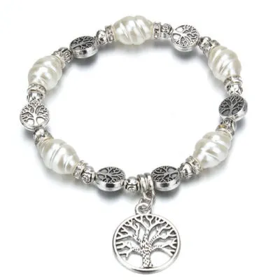 Bracelet arbre de vie en perle blanche