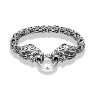 Bracelet Viking Têtes De Loup Fenrir
