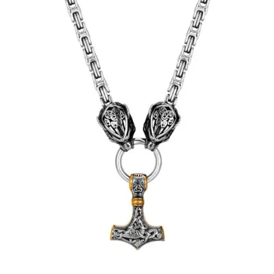 Collier Viking Marteau de Thor et Loups