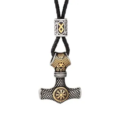 Collier Viking Marteau de Thor et Heaume de la Crainte