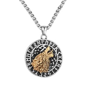 Collier VikingLoup Hurlant Et Runes