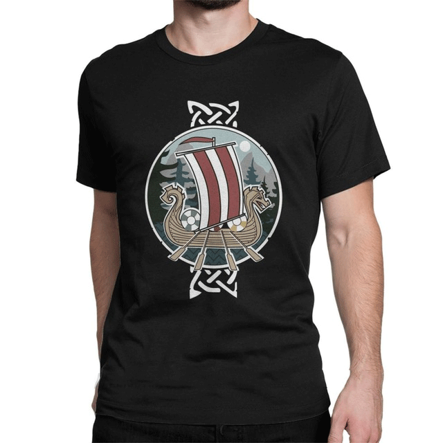 T-Shirt Valhalla Skull Wikinger Drakar Viking Warrior Odin Thor Wiking