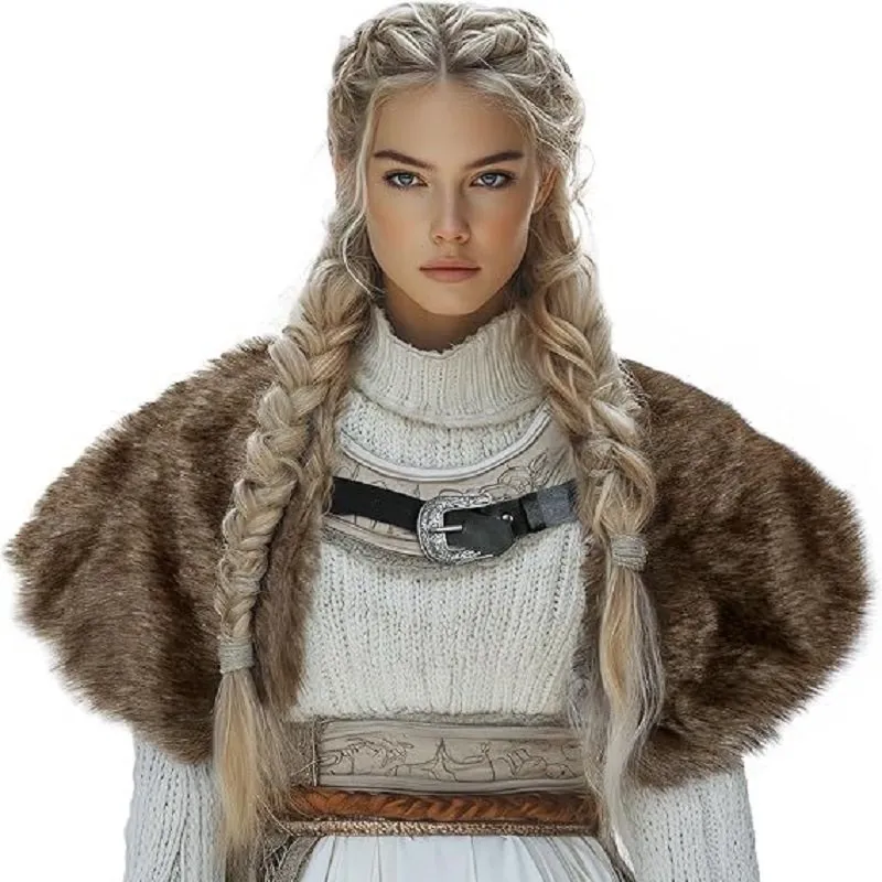 Étole viking femme en fausse fourrure à boucle : photo 4