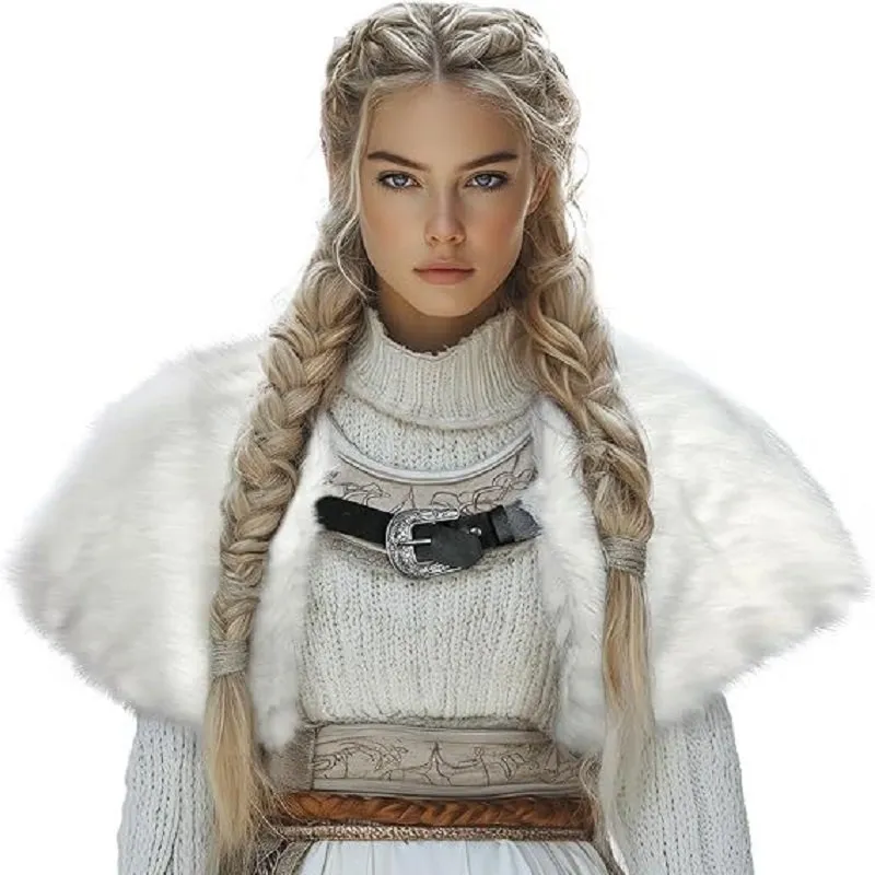 Étole viking femme en fausse fourrure à boucle : photo 5