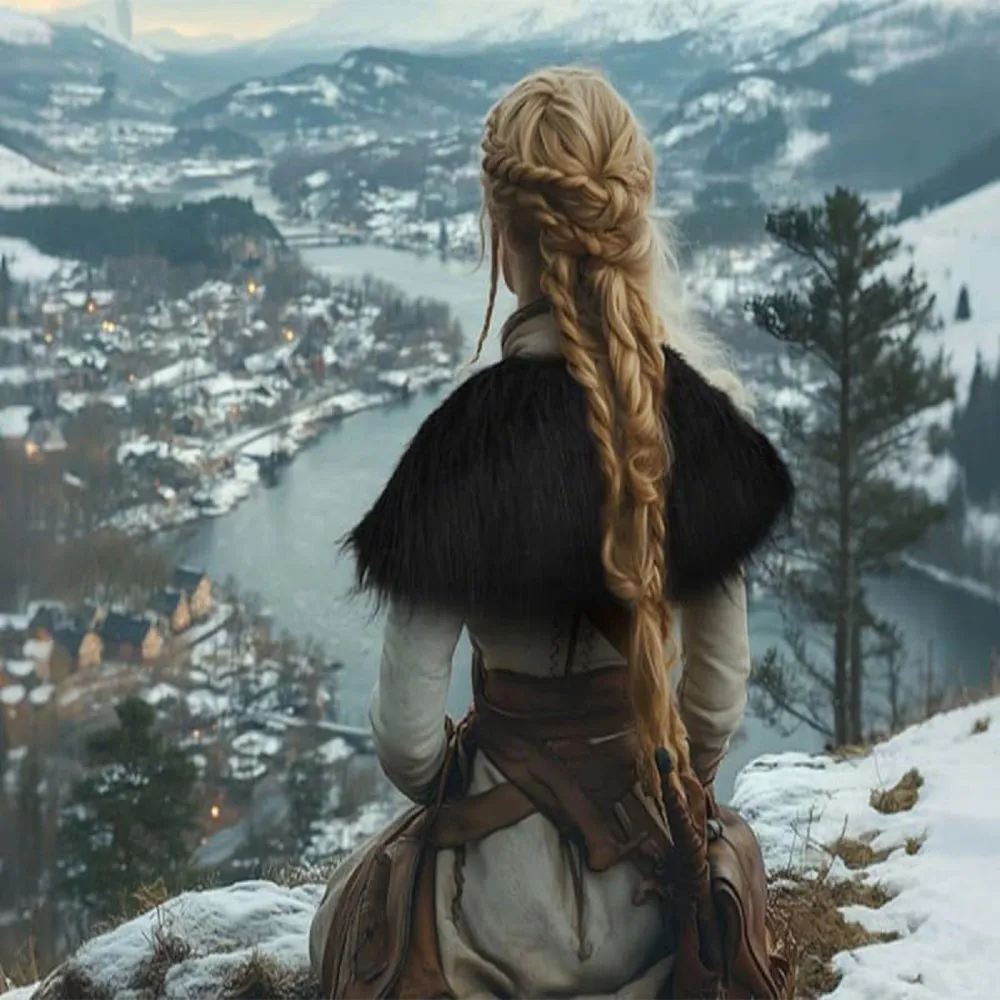 Étole viking femme en fausse fourrure à boucle : photo 6