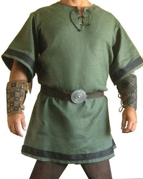 Tunique viking homme à col lacé et bordures contrastées : photo 5