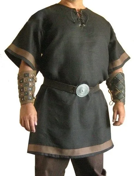 Tunique viking homme à col lacé et bordures contrastées : photo 6