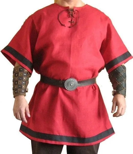 Tunique viking homme à col lacé et bordures contrastées : photo 8